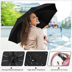 Windproof Travel Umbrella, Automatic Umbrellas for Rain, Portable & Compact Umbrella for Backpack, Sun Umbrella for Walking, Folding Small Umbrella for Car, Lightweight Strong UV Protection