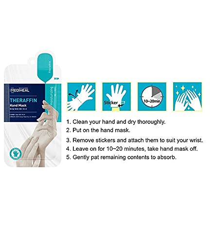 Mediheal Theraffin Handmaske 10 Paar, Peeling-Handschuh mit Sheabutter, Arganöl und Ceramid, Tiefenpeeling-Handschuhe zur Reparatur rissiger Hände und sofortige Feuchtigkeitsversorgung 