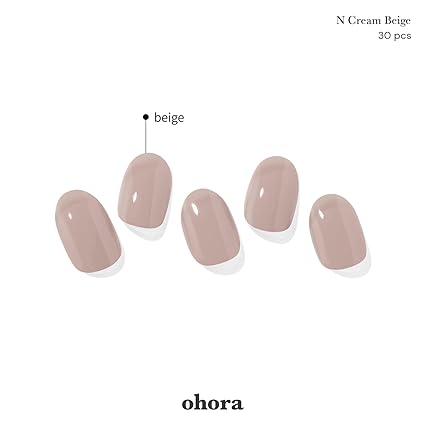 Halbgehärtete Gel-Nagelstreifen von ohora (N Cream Beige) – Funktioniert mit allen Nagellampen, Salonqualität, langlebig, einfach anzubringen und zu entfernen – inklusive 2 Vorbereitungspads, Nagelfeile und Holzstäbchen – Beige