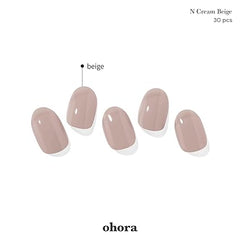 Halbgehärtete Gel-Nagelstreifen von ohora (N Cream Beige) – Funktioniert mit allen Nagellampen, Salonqualität, langlebig, einfach anzubringen und zu entfernen – inklusive 2 Vorbereitungspads, Nagelfeile und Holzstäbchen – Beige