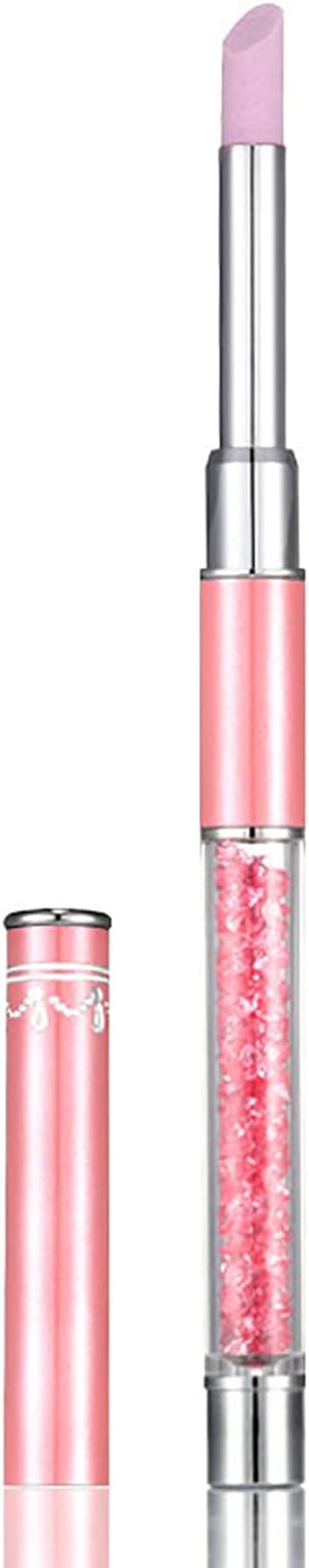 SHONDE 1 Piece Pink Quartz Scrubs Stone Cuticle Stick Pen with Rhinestone Pumice Stone Nail File, Multi-Functional Fingernail Toenail Cuticle Stone Eraser (Pink-F-83-1)