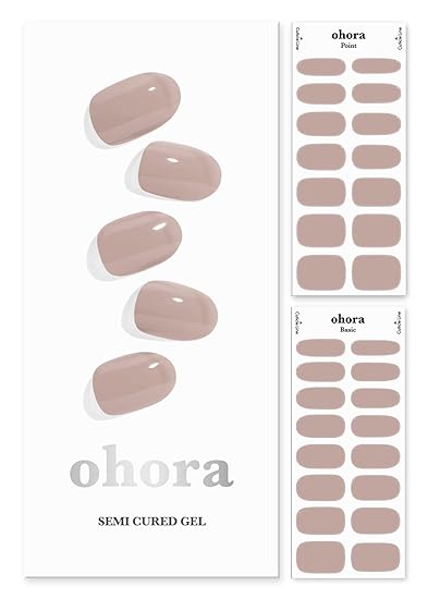 Halbgehärtete Gel-Nagelstreifen von ohora (N Cream Beige) – Funktioniert mit allen Nagellampen, Salonqualität, langlebig, einfach anzubringen und zu entfernen – inklusive 2 Vorbereitungspads, Nagelfeile und Holzstäbchen – Beige