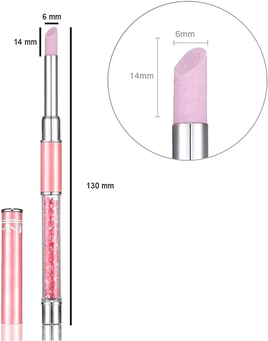 SHONDE 1 Piece Pink Quartz Scrubs Stone Cuticle Stick Pen with Rhinestone Pumice Stone Nail File, Multi-Functional Fingernail Toenail Cuticle Stone Eraser (Pink-F-83-1)