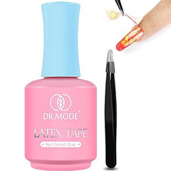 DRMODE Látex líquido para uñas, látex líquido de secado rápido, barrera de esmalte de uñas, cinta de látex, protector de cutículas para dedos, pintura de uñas con pinzas para varios arte de uñas 