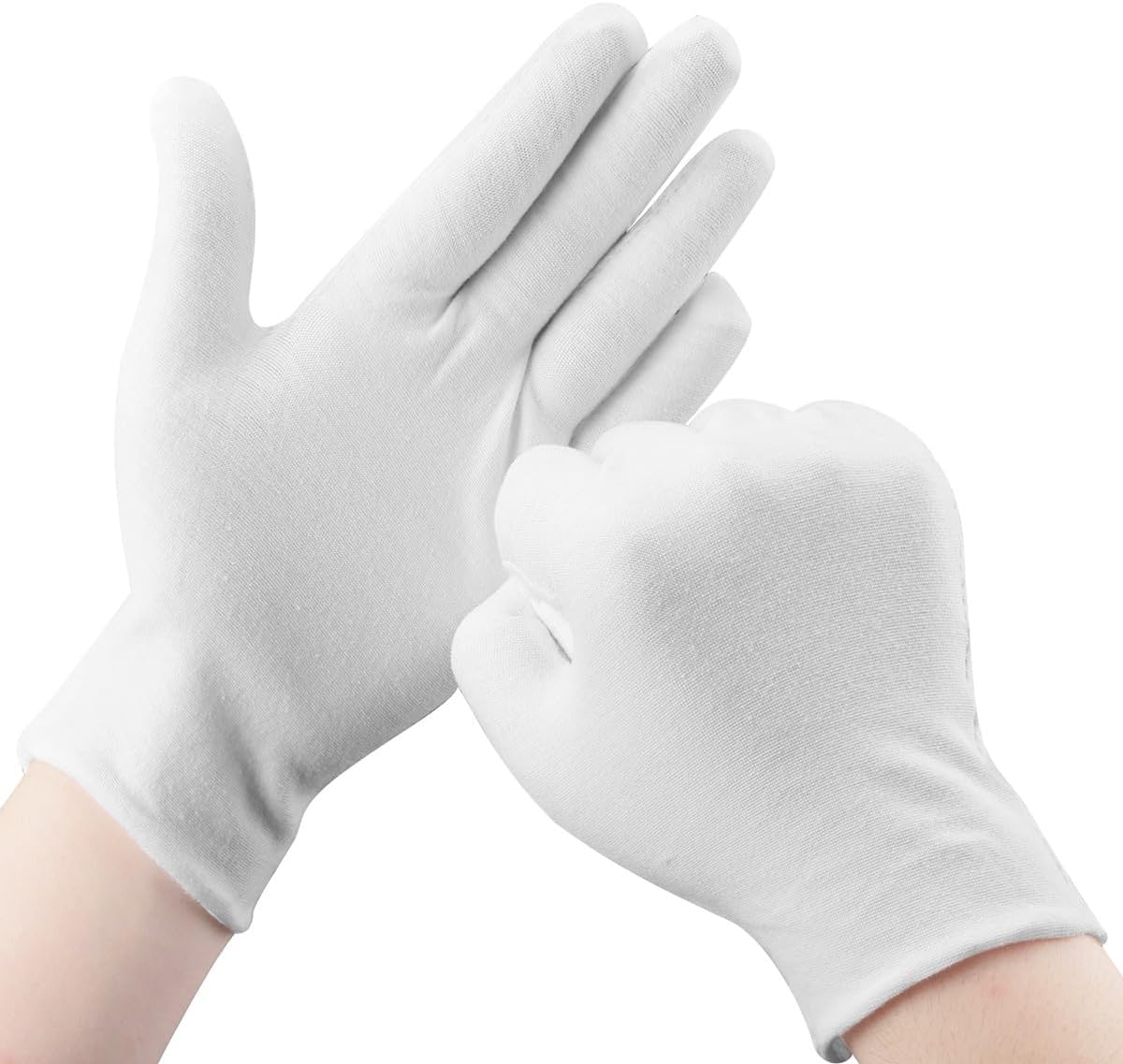 Guantes de Algodón, 30 Piezas Guantes de Algodón Blanco para Manos Secas Eccema Hidratante, Guantes de Algodón Lavables para Hombres y Mujeres, Guantes de Tela Estirables para Inspección de Plata