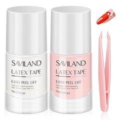 Saviland Flüssiglatex für Nägel, 20 ml Latex-Nagellack-Barriere zum Abziehen mit Pinzette, Nagelhautschutz, Hautbarriere, Nagelschutz, rosa-weißes Nagelband für Nail-Art-Werkzeuge, Maniküre-Set für Salon und Zuhause 