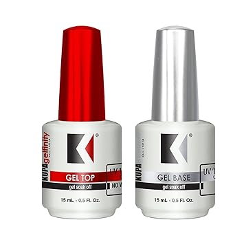 KUPA GelFinity - Gel Soak Off - Acabado brillante de base y capa superior (sin limpieza) 0.5 onzas líquidas 