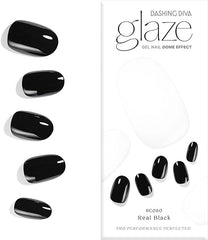 Dashing Diva Glasur-Nagelstreifen – Echtschwarz | Funktioniert mit jeder LED-Nagellampe | Langlebige, splitterfeste, halbgehärtete Gel-Nagelstreifen | Enthält 34 schwarze Nagelfolien in Salonqualität, 1 Vorbereitungspad und 1 Nagelfeile 