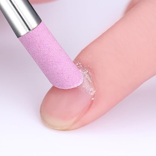 SHONDE 1 Stück rosa Quarz-Scrubs-Stein-Nagelhautstift mit Strass-Bimsstein-Nagelfeile, multifunktionaler Fingernagel-Zehennagel-Nagelhautstein-Radierer (Pink-F-83-1)