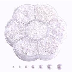 5800Pcs Half Pearls for Crafts, Flatback Pearls for Artwork Making, DIY Rhinestones Accessory Nail Art, Face Gems Jewels Flat Back Craft Pearls for Artist Creative - White