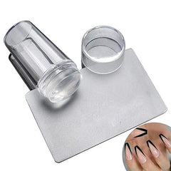 Rascador de estampador de uñas de silicona transparente con cabeza de 2,8 CM con tapa, plantillas de transferencia de esmalte de estampado transparente, herramientas de manicura, sello de uñas con punta francesa de silicona transparente