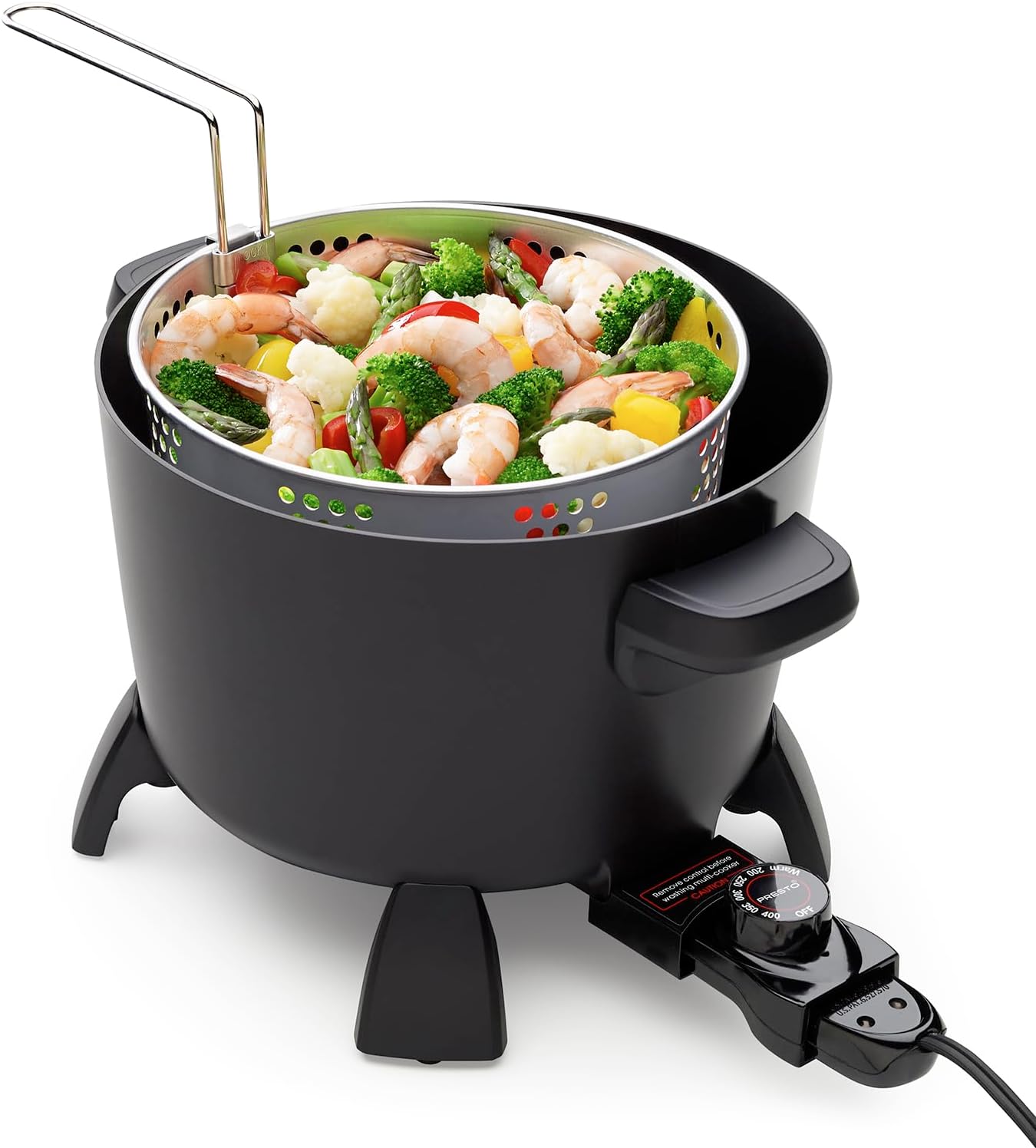 8-Quart Big Kettle, Steamer and Deep Fryer Multi-Cooker, Black