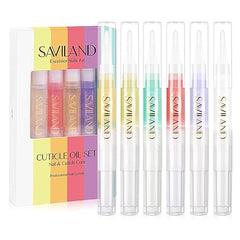 SAVILAND Cuticle Oil for Nails, 6PCS Cuticle Oil Pen for Nail Growth Treatment - Nail Strengthener for Thin Nails and Growth Nail Oil Home Nail Care Kit Pedicure Supplies Manicure Tools