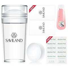 Saviland French-Tip-Nagelstempel – 14-teiliges French-Tip-Nagelwerkzeug mit austauschbarem Stempelkopf, klares Silikon-Nagelstempel-Set, French-Nagelstempel mit Schabern für French-Maniküre, Heim-DIY-Nagelkunstsalon