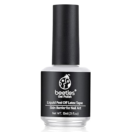 Beetles Esmalte de gel de látex líquido para uñas, protector de cutículas simple para esmalte de uñas, protector de barrera de látex líquido, 0.5 fl oz, esmalte de gel blanco, manicura, diseño de uñas, regalos de San Valentín para mujeres 