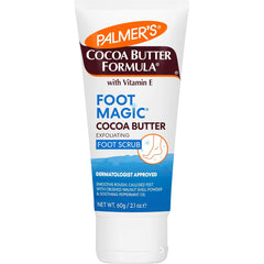 Palmer's Cocoa Butter Formula Foot Magic exfoliante para pies con vitamina E, uso con depurador de pies para pedicura, para pies secos y agrietados, 2.1 onzas