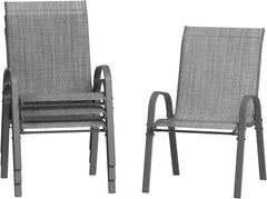 Patio Chairs Set of 4, Breathable Garden Outdoor Furniture for Backyard Deck,Outdoor Stackable Dining Chairs for All Weather, Dark Grey