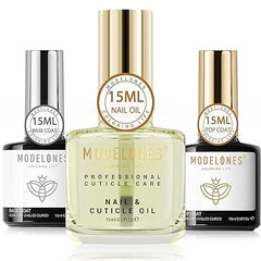 modelones Juego de capa superior y base de gel de 15 ml con aceite para cutículas, kit de 3 protectores de cutículas para esmalte de uñas en gel, sin toallita, capa superior brillante y aceite para uñas 