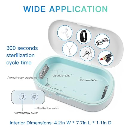 Caja desinfectante con luz UV, esterilizador UVC para teléfono, limpieza ultravioleta 99,99% para cepillo de dientes, joyería, gafas, herramientas para uñas, llaves, aromaterapia 