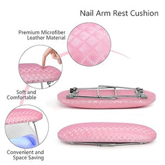 krofaue Nagelarmauflage, professionelle Mikrofaser-Leder-Nagelhandauflage, Ständer, Armlehne für Acrylnägel, Kissen, Handhalter mit rutschfestem Griff – ein Muss für Nageltechniker (Pink) 