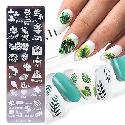 Nagelstempelplatten-Set, 6 Stück, Nagelstempelplatten + 1 Stempel + 1 Schaber, Schmetterling, Blume, Feder, Blumen, Ahornblätter, Rosen, Nagelplatten-Vorlage für Damen, Retro-Mode, Kunstdekoration