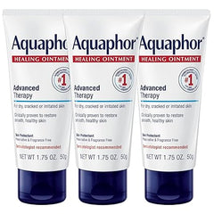 Aquaphor Heilsalbe – Schutzmittel für rissige Haut in Reisegröße – trockene Hände, Fersen, Ellbogen, Lippen, Verpackung kann variieren, 1,75 Unzen (3er-Pack) 