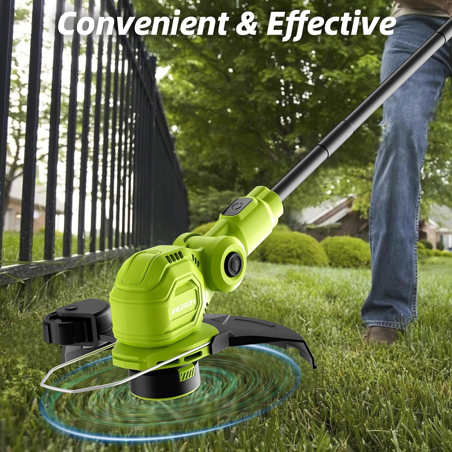 12-inch 20V Cordless String Trimmer with Fast Charger, 2 X 2.0Ah Battery Powered with Auto Line Feed, Lawn Edger with 8 Pcs Grass Cutter Spool Line and 2 Spool Cap