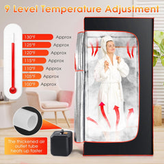 Upgraded Sauna, Portable Sauna Box, Portable Sauna for Home, Steam Sauna with 3L 1000W Steamer, Remote Control, Folding Chair, Home Sauna Tent for Gym Yoga, Pilates (Black with Orange)