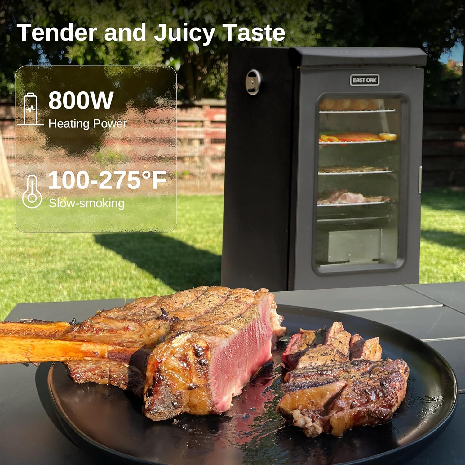 30" Digital Electric Smoker, Outdoor Smoker with Glass Door and Meat Thermometer, 725 Sq Inches of Cooking with Remote, 4 Detachable Racks Smoker Grill for Party, Home BBQ, Night Blue