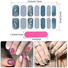 140 Stück, 10 Blatt, vollständig umwickelte Nagelaufkleber, Nagellackstreifen, Farbverlaufsaufkleber, Glitzer, selbstklebende DIY-Kunst-Abziehbilder, Streifen mit 2 Stück Nagelfeilen für Urlaubs-Nageldekoration (klassischer Stil) 