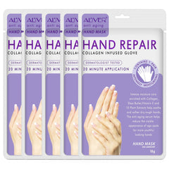 5 Paar feuchtigkeitsspendende Händehandschuhe – Handpeeling-Maske, Peeling-Handschuhe, Handreparaturhandschuh zur Behandlung trockener Hände, Entfernung abgestorbener Haut, rissige Hände für Frauen oder Männer (Lavendel-Handmaske) 