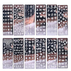 12Pcs Nail Art Stamping Plates - Stamp for Nails Plate Set Stamp Tool for Nails Flower Beauty Butterfly Stamps for Slow Drying Nail Polish - Nail Stamping Plate