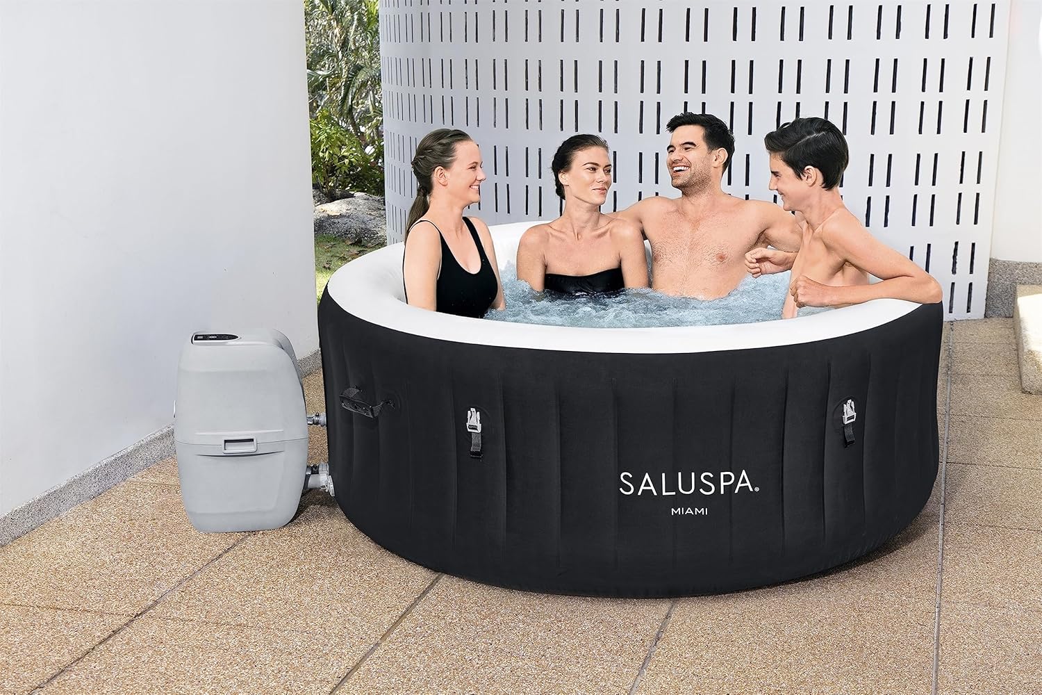 Inflatable Hot Tub Spa (71" x 26") | Portable Hot Tub with 2 Covers (1 Energy-Efficient Thermal Cover and 1 Standard Cover) | Fits Up to 2-4 Persons | Black