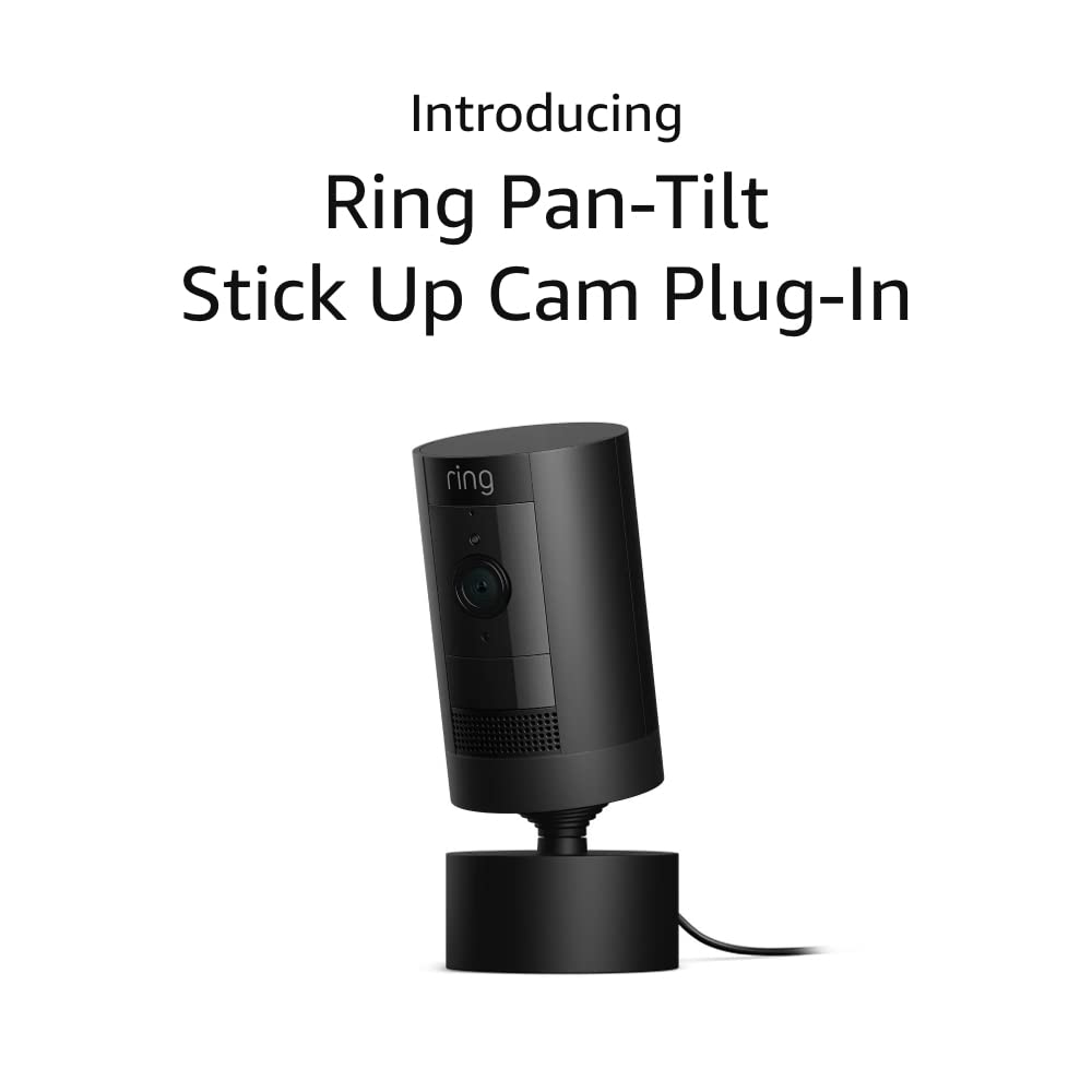 Ring Stick Up Cam Plug-In | Weather-Resistant Outdoor Camera, Live View, Color Night Vision, Two-way Talk, Motion alerts, Works with Alexa | 4-Pack | White