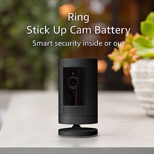 Ring Stick Up Cam Battery | Weather-Resistant Outdoor Camera, Live View, Color Night Vision, Two-way Talk, Motion alerts, Works with Alexa | White