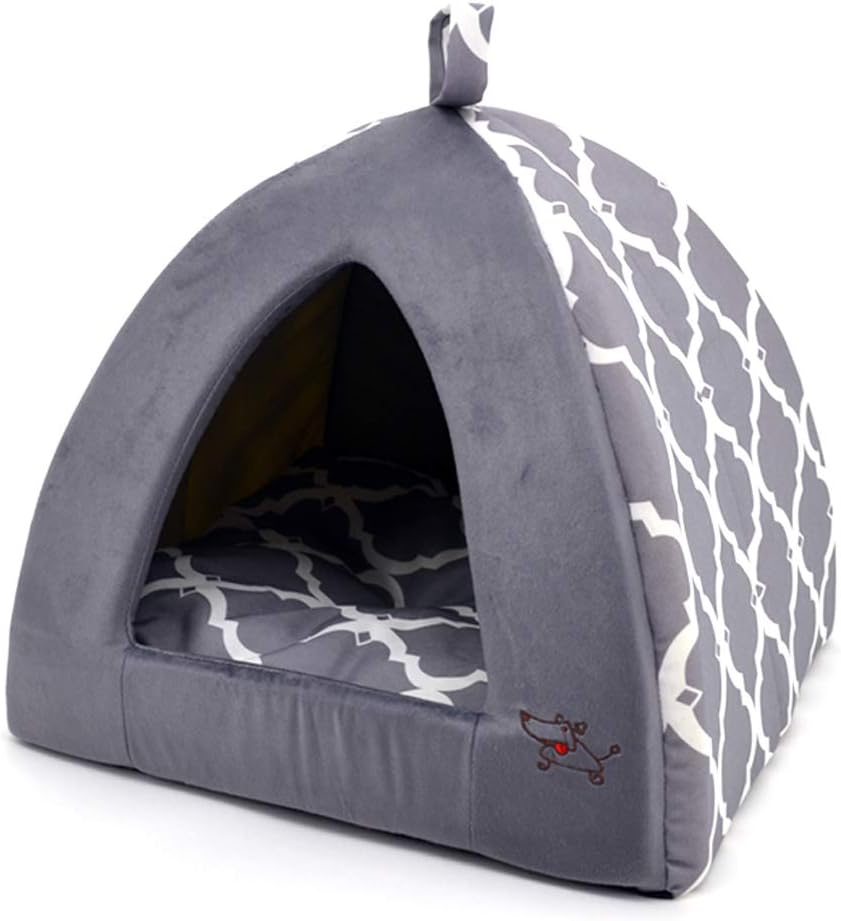 Best Pet Supplies - Cama suave para tienda de campaña para perros y gatos, pana beige, 19 x 19 x alto: 19 pulgadas 