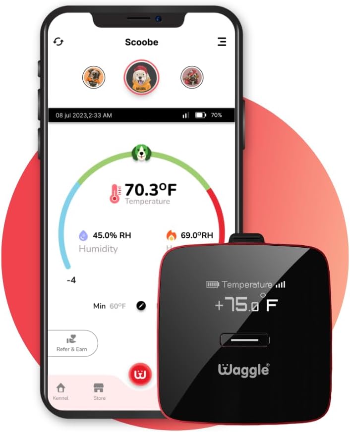 Waggle RV/Dog Safety Temperature & Humidity Sensor | Wireless Pet monitoring system Verizon Cellular Instant Alerts on Temp/Humidity/Power loss via SMS/Email 24/7 No WiFi Subscription Required