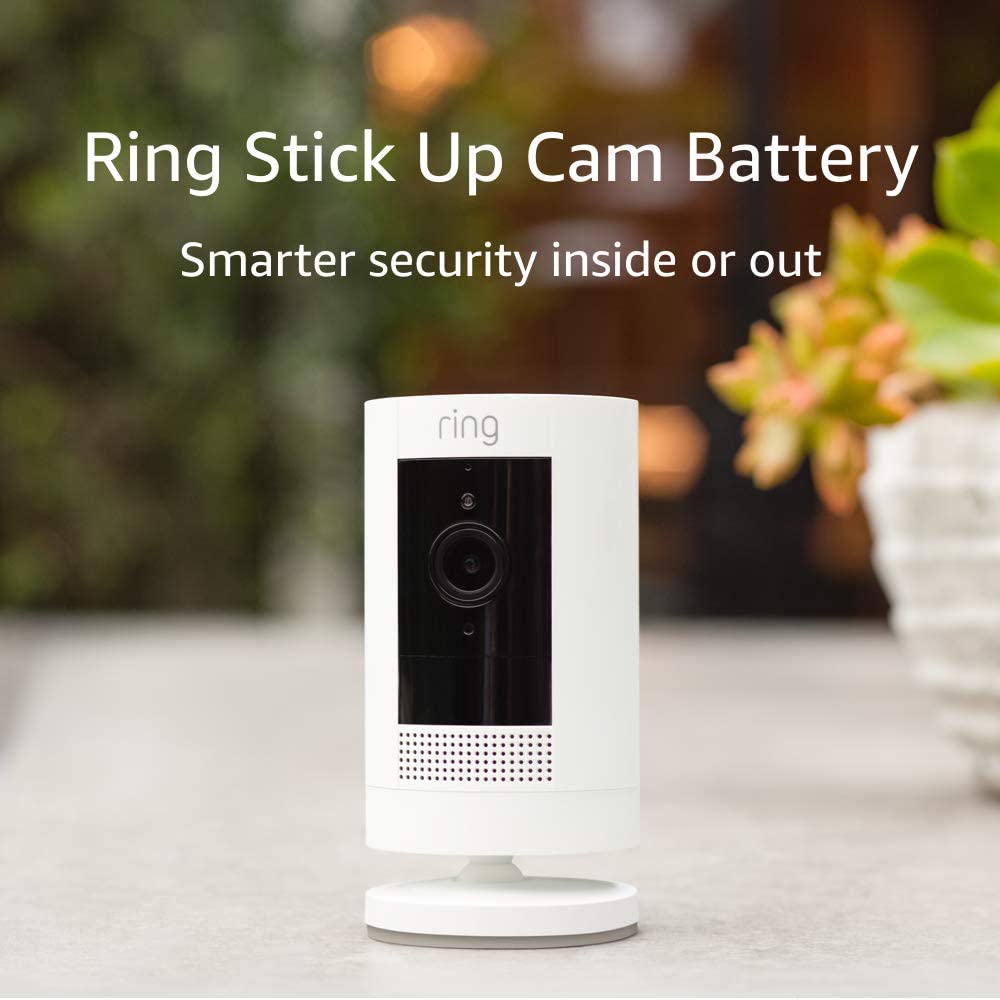 Ring Stick Up Cam Battery | Weather-Resistant Outdoor Camera, Live View, Color Night Vision, Two-way Talk, Motion alerts, Works with Alexa | White