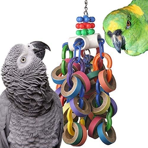 Super Bird Creations SB1107 Bagel Cascade Bird Toy, Large Bird Size, Refillable Bagels, 15” x 4.5”