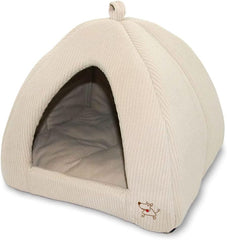 Best Pet Supplies - Cama suave para tienda de campaña para perros y gatos, pana beige, 19 x 19 x alto: 19 pulgadas 