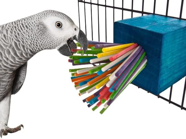 Super Bird Creations - SB301 Juguete masticable de papel para pájaros con palitos de paleta de colores - Ringnecks Medium Conures Quakers - Entusiastas de la masticación - Juguetes enriquecedores para pájaros medianos a grandes - 1 paquete 