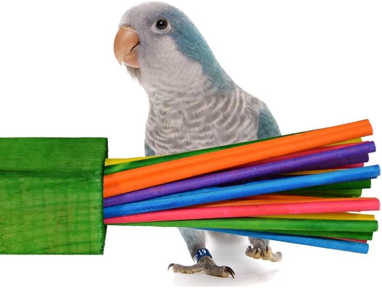 Super Bird Creations - SB301 Juguete masticable de papel para pájaros con palitos de paleta de colores - Ringnecks Medium Conures Quakers - Entusiastas de la masticación - Juguetes enriquecedores para pájaros medianos a grandes - 1 paquete 