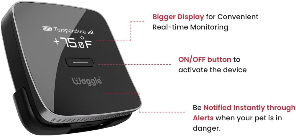 Waggle RV/Dog Safety Temperature & Humidity Sensor | Wireless Pet monitoring system Verizon Cellular Instant Alerts on Temp/Humidity/Power loss via SMS/Email 24/7 No WiFi Subscription Required