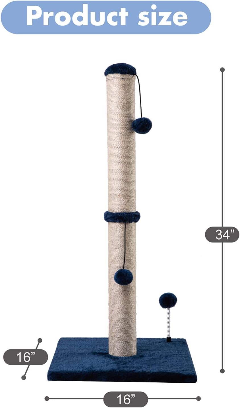 MECOOL Poste rascador para gatos de 34 pulgadas de alto, rascador para gatitos Premium Basics, postes rascadores de sisal, árboles con bola colgante para gatos de interior (34 pulgadas para gatos adultos, beige) 