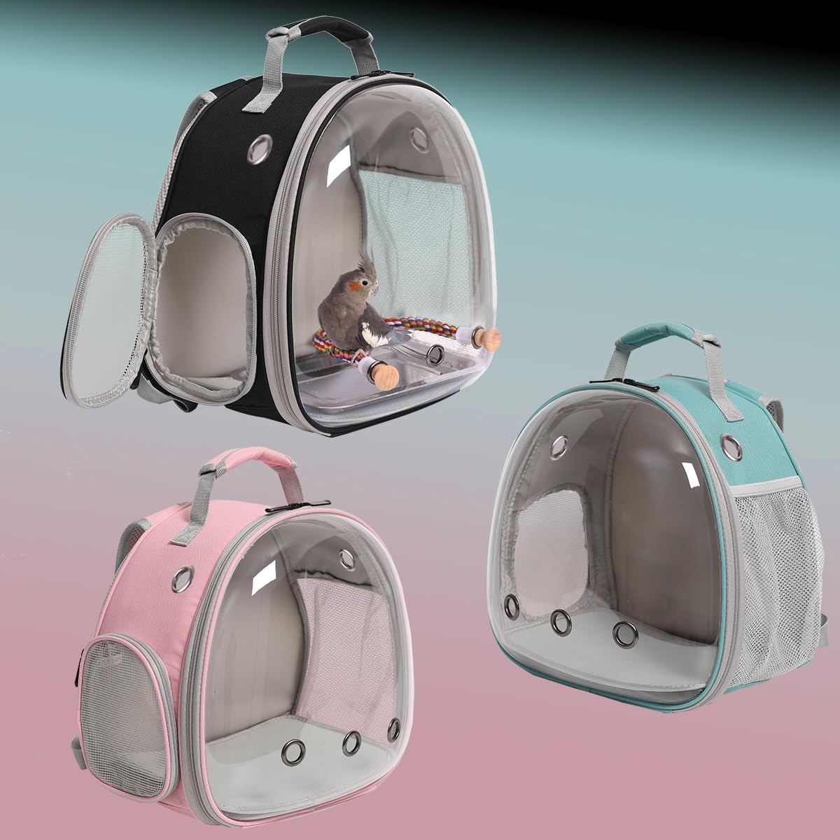 Bird Carrier Cage, Bird Travel Backpack with Stainless Steel Tray and Standing Perch