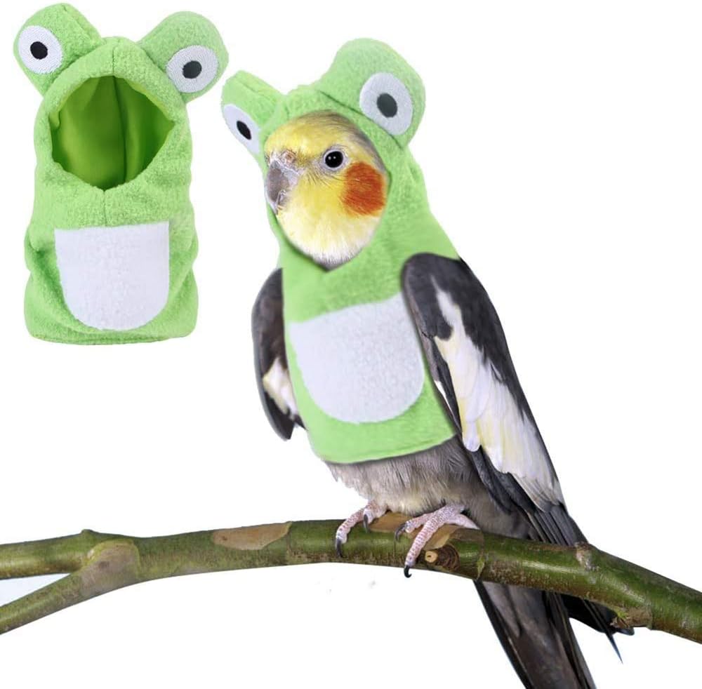 Vogelkostüm, Vogelwindel, Fluganzug, Froschform, Kapuzenpullover, Vogelkleidung, Cosplay, Foto-Requisite für Papageien, Graupapageien, Sittiche, Nymphensittiche, Sonnensittiche, Vogel-Kapuzenpullover, Kleintierbekleidung (S) 