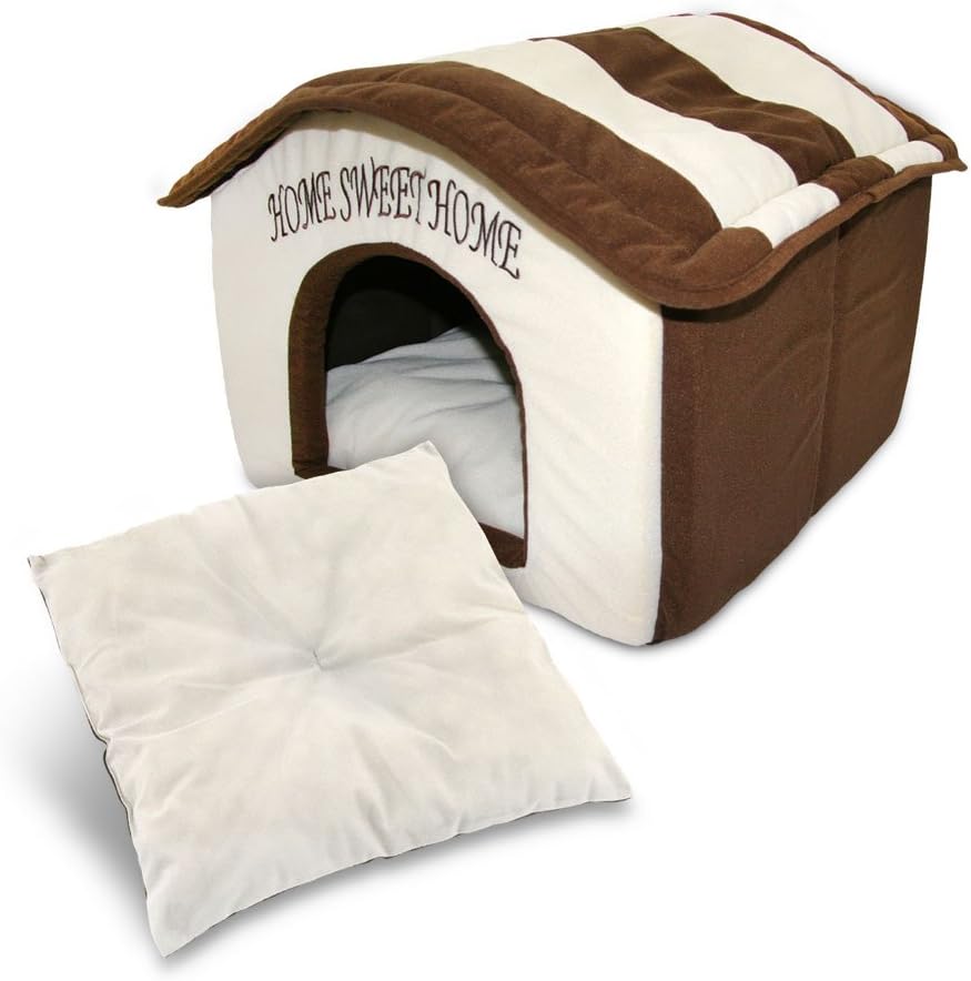 Best Pet Supplies - Cama suave para tienda de campaña para perros y gatos, pana beige, 19 x 19 x alto: 19 pulgadas 