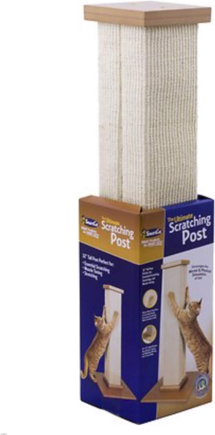 Poste rascador SmartCat Ultimate – Beige, torre grande de 32 pulgadas – Fibra de sisal, diseño simple – Para todos los gatos 