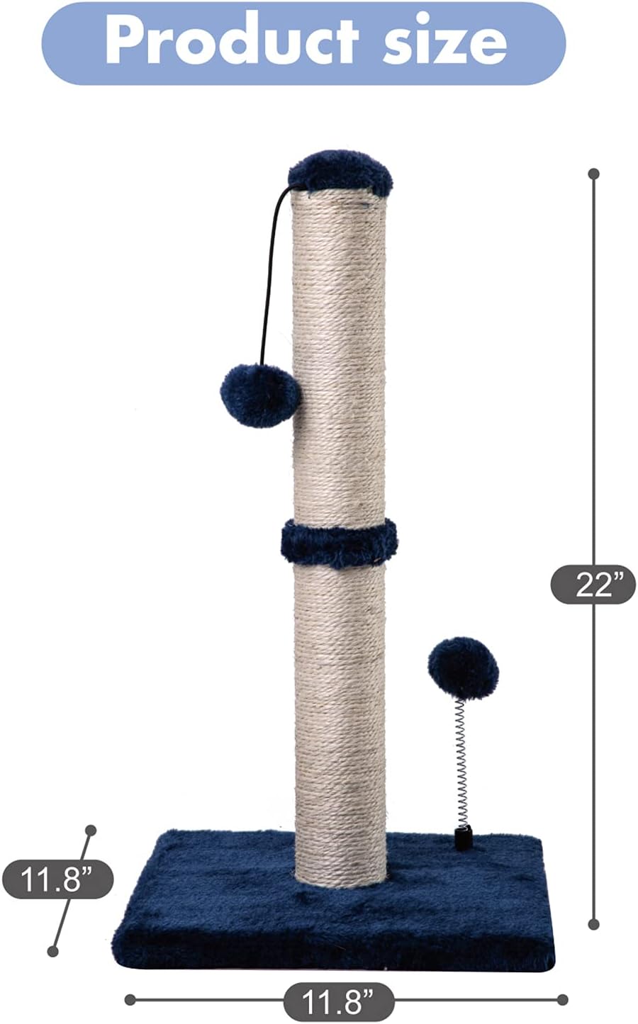 MECOOL 34” Tall Cat Scratching Post Premium Basics Kitten Scratcher Sisal Scratch Posts Trees with Hanging Ball for Indoor Cats (34 inches for Adult Cats, Beige)