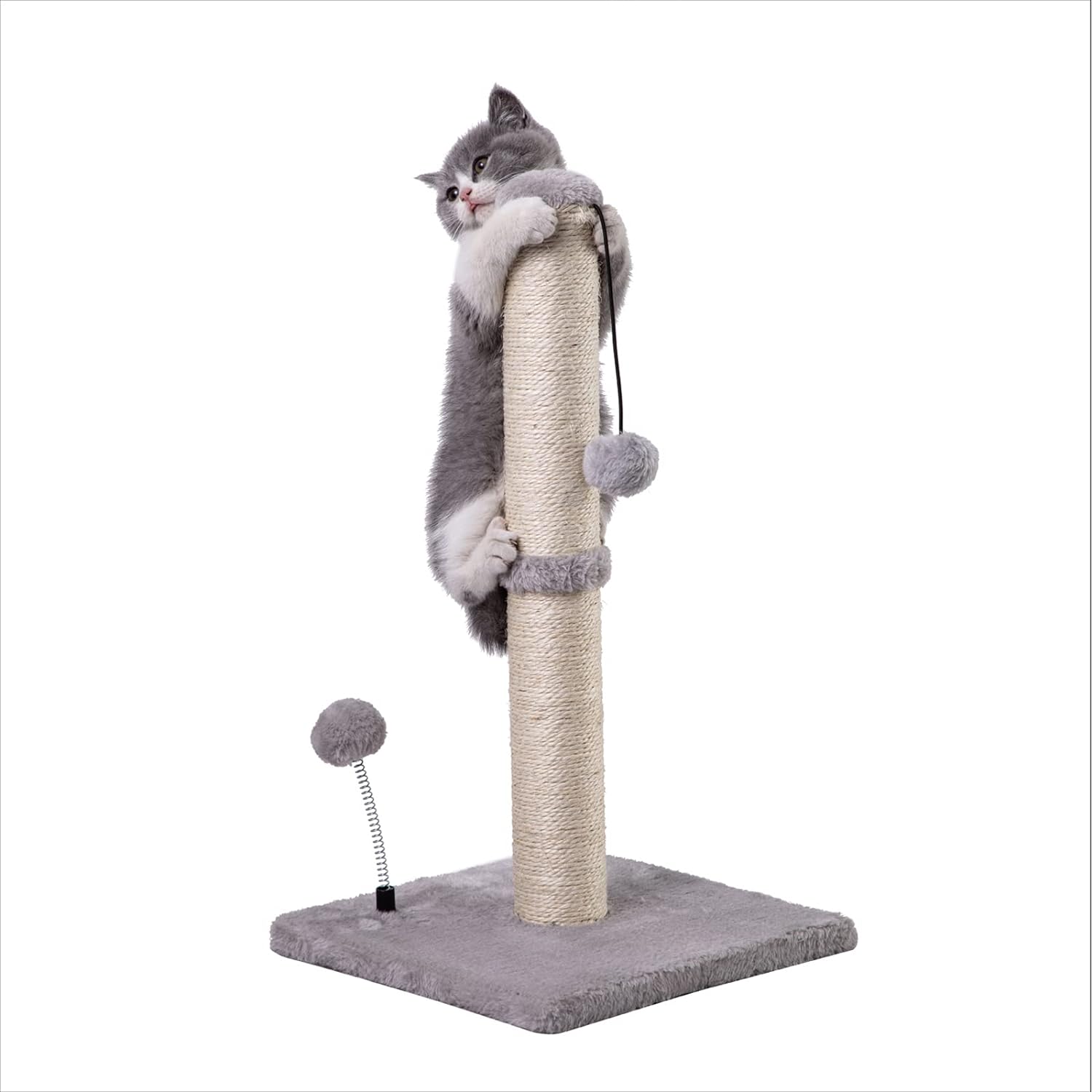 MECOOL 34 Zoll hoher Katzenkratzbaum Premium Basics Kitten Scratcher Sisal-Kratzbäume Bäume mit hängendem Ball für Hauskatzen (34 Zoll für erwachsene Katzen, Beige) 